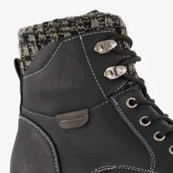 Blue Box Dames veterboots zwart met gebreid detail