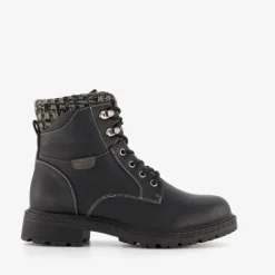 Blue Box Dames veterboots zwart met gebreid detail