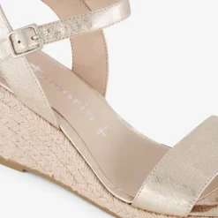 Tamaris Espadrilles met sleehak metallic goud Hot