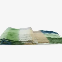 Scapino Geblokte dames sjaal met franjes groen blauw Best