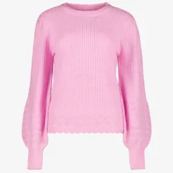 TwoDay Gebreide dames trui met ballonmouwen roze Discount