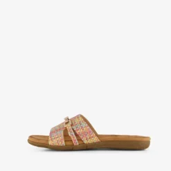 Blue Box Gekleurde dames slippers met gesp goud New