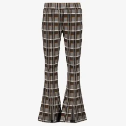 MyWay Geruite meisjes flared broek bruin grijs Outlet