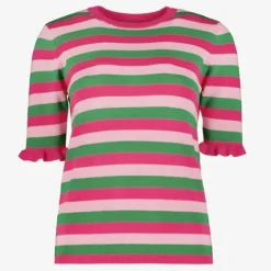 TwoDay Gestreept dames trui roze groen