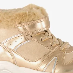 Blue Box Gevoerde hoge meisjes sneakers goud Hot