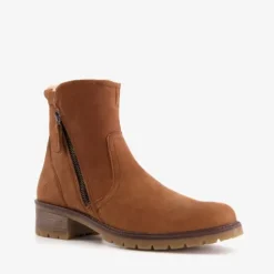 Hush Puppies Gevoerde leren enkellaarsjes bruin Sale