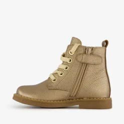 Groot Gevoerde leren meisjes veterboots goud Discount