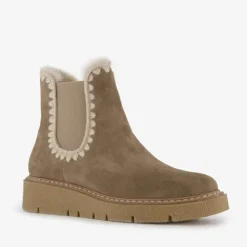 Hush Puppies Gevoerde suede dames boots taupe Outlet