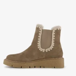 Hush Puppies Gevoerde suede dames boots taupe Outlet
