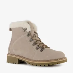 Hush Puppies Gevoerde suede dames veterboots beige Outlet