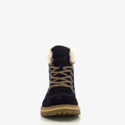 Hush Puppies Gevoerde suede dames veterboots navy