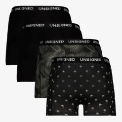 Unsigned Heren boxershorts 4 pack zwart met print Discount