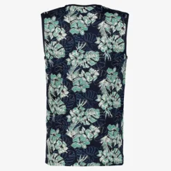 Unsigned Heren singlet met botanische print blauw Outlet