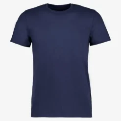 Unsigned Heren T-shirt blauw katoen ronde hals New