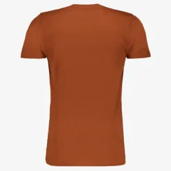 Unsigned Heren T-shirt katoen ronde hals bruin New