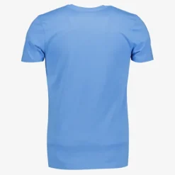 Unsigned Heren T-shirt katoen ronde hals azuurblauw Online