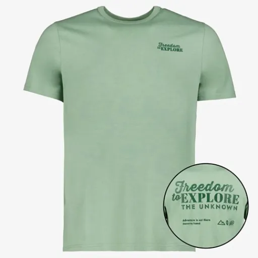 Unsigned Heren T-shirt met backprint groen Clearance
