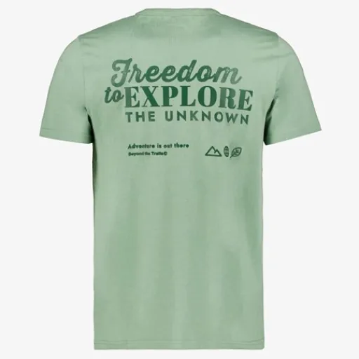 Unsigned Heren T-shirt met backprint groen Clearance