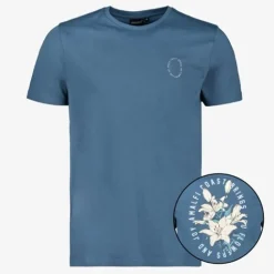 Unsigned Heren T-shirt met backprint blauw Online