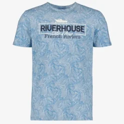 Unsigned Heren T-shirt met print en opdruk blauw Hot