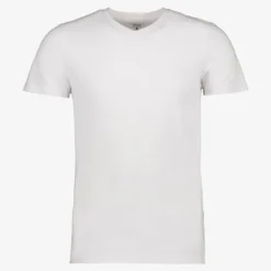 Unsigned Heren T-shirt wit katoen V-hals Clearance