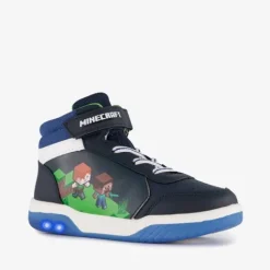 Minecraft Hoge jongens sneakers met lichtjes blauw