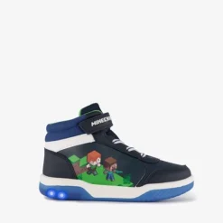 Minecraft Hoge jongens sneakers met lichtjes blauw