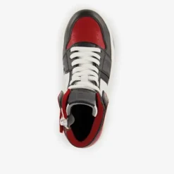 Groot Hoge leren jongens sneakers rood zwart