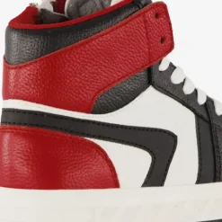 Groot Hoge leren jongens sneakers rood zwart