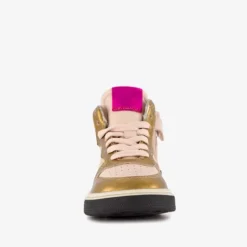 Groot Hoge leren meisjes sneaker roze goud Online