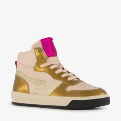 Groot Hoge leren meisjes sneaker roze goud Outlet
