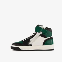 Groot Hoge leren sneakers voor jongens groen