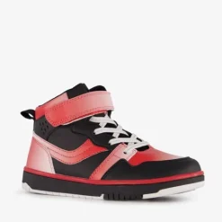 Blue Box Hoge meisjes sneakers Isa zwart rood Outlet