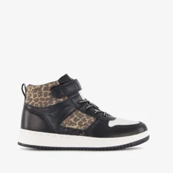 Blue Box Hoge meisjes sneakers met panterprint details zwart Sale