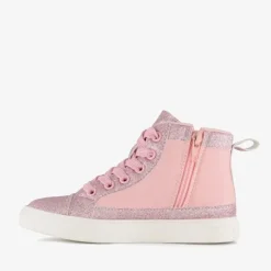 Blue Box Hoge meisjes sneakers met glitters roze