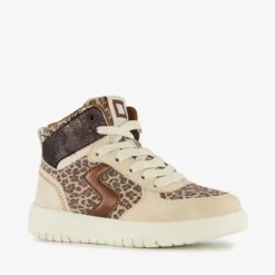 Blue Box Hoge meisjes sneakers met panterprint details beige Sale