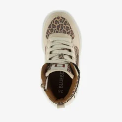Blue Box Hoge meisjes sneakers met panterprint details beige Sale