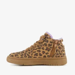Blue Box Hoge meisjes sneakers met panterprint bruin New