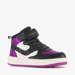 Blue Box Hoge meisjes sneakers met lak zwart paars Discount