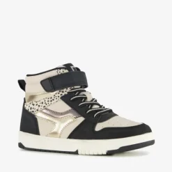 Blue Box Hoge meisjes sneakers met panterprint details zwart beige Outlet
