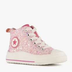 Blue Box Hoge meisjes sneakers met glitters roze