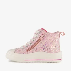 Blue Box Hoge meisjes sneakers met glitters roze