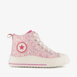 Blue Box Hoge meisjes sneakers met glitters roze