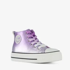 Blue Box Hoge meisjes sneakers paars smiley