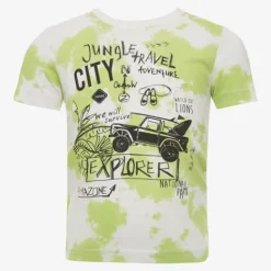 Unsigned Jongen tie dye T-shirt wit groen Clearance