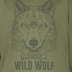 Unsigned Jongens shirt met lange mouwen en wolvenkop groen Outlet