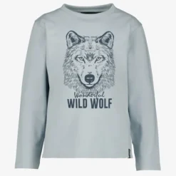 Unsigned Jongens shirt met lange mouwen en wolvenkop blauw