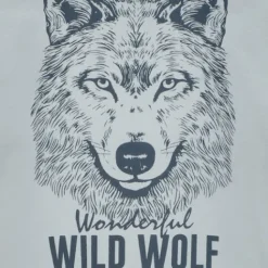 Unsigned Jongens shirt met lange mouwen en wolvenkop blauw