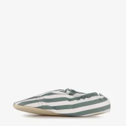 Slipstop Kinder schoenen wit met groene strepen New