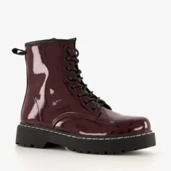 Blue Box Lak dames veterboots Bordeauxrood Clearance